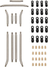 MEUS Racing Stainless Steel High Clearance Chassis Links Steering Links Set 10pcs 132mm Wheelbase for 1/24 Rock Crawler Car SCX24 C10 Bronco Wrangler - HeliDirect